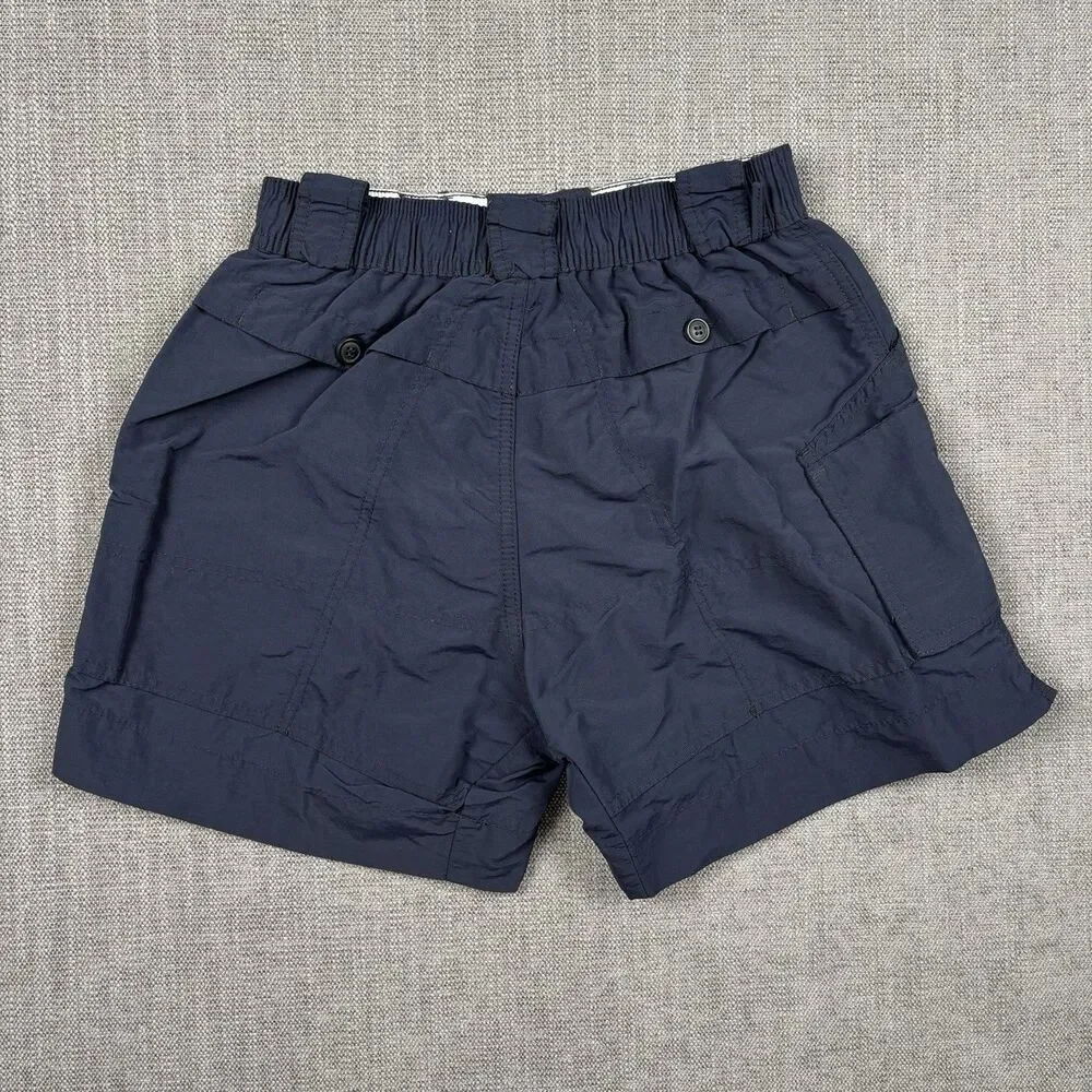 AFTCO Fishing Shorts Men's 28 Navy Blue 5.5” Inseam Cargo Pockets Outdoor Nylon